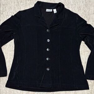 Chico's 2 Large 12 Travelers Black button up jacket No wrinkle light weight flow